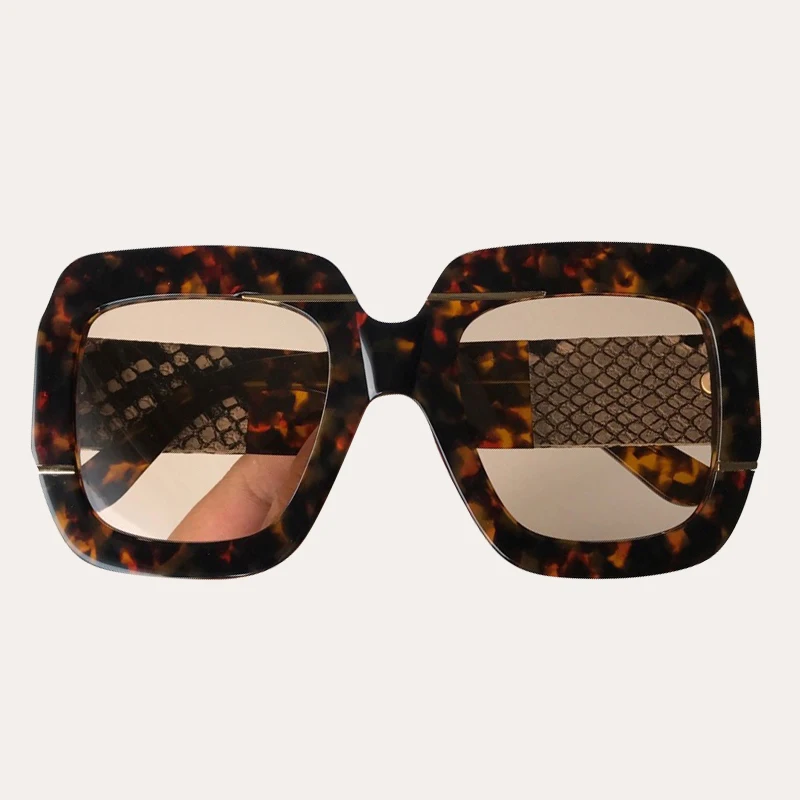 No.4 sunglasses Негабаритные Квадратные Солнцезащитные очки для мужчин и женщин брендовая дизайнерская большая Оправа черная и черепаховая оправа Женская UV400 - Цвет линз: No.4 sunglasses