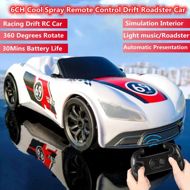 1:18 controle remoto corrida drift spray esporte carro 6ch 30 minutos 360-degree  rotação simulação de luz música alta velocidade rc carro brinquedo do miúdo  - AliExpress