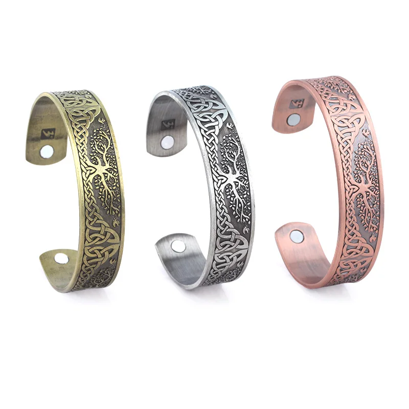 

Tree of Life Engraved Bangle Letter My Shape Viking Celtics Knot Bracelets Bangles for Women Men Jewelry