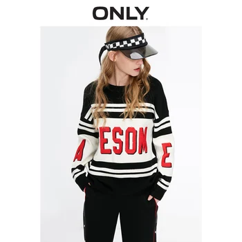 

ONLY Autumn Winter Loose Fit Contrasting Letters Long-sleeved Pullover Knit | 119113502