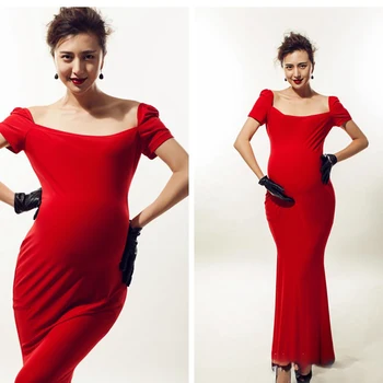 

One-shoulder sexy pregnant mom's dress shooting costume evening dress sexy women's dress trailing dress