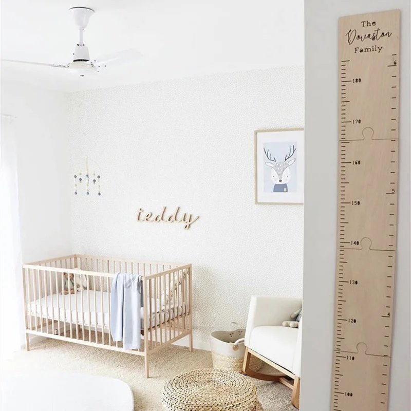 Creative Wooden Splicing Kids Height Growth Chart Ruler for Boys Girls Height Gauge Room Decor Wall Meter Measurement Stickers