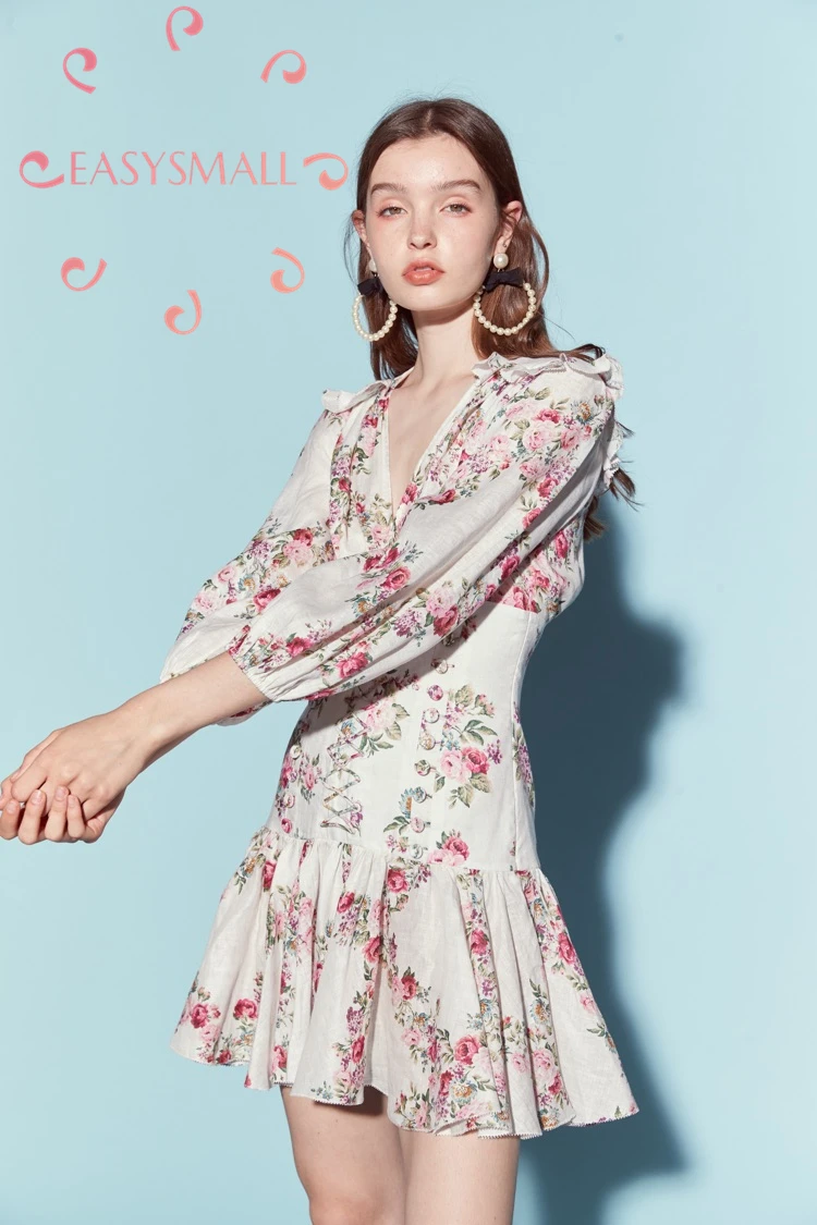 EASYSMALL Zimmer, женское платье, модное, стиль кантри, свежее, высокое качество, Vestidos, вечерние, с завышенной талией, бандажные, короткие платья