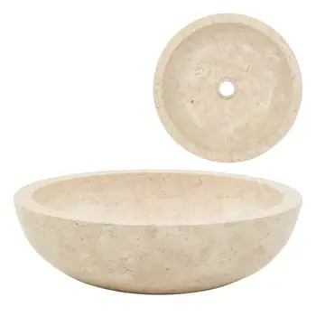 

Marble Sink 40x12 cm Cream Basin Round Sink for Bathroom Countertop Sinks Wash Basin for Lavatory Washbasin Rustic Style Sink