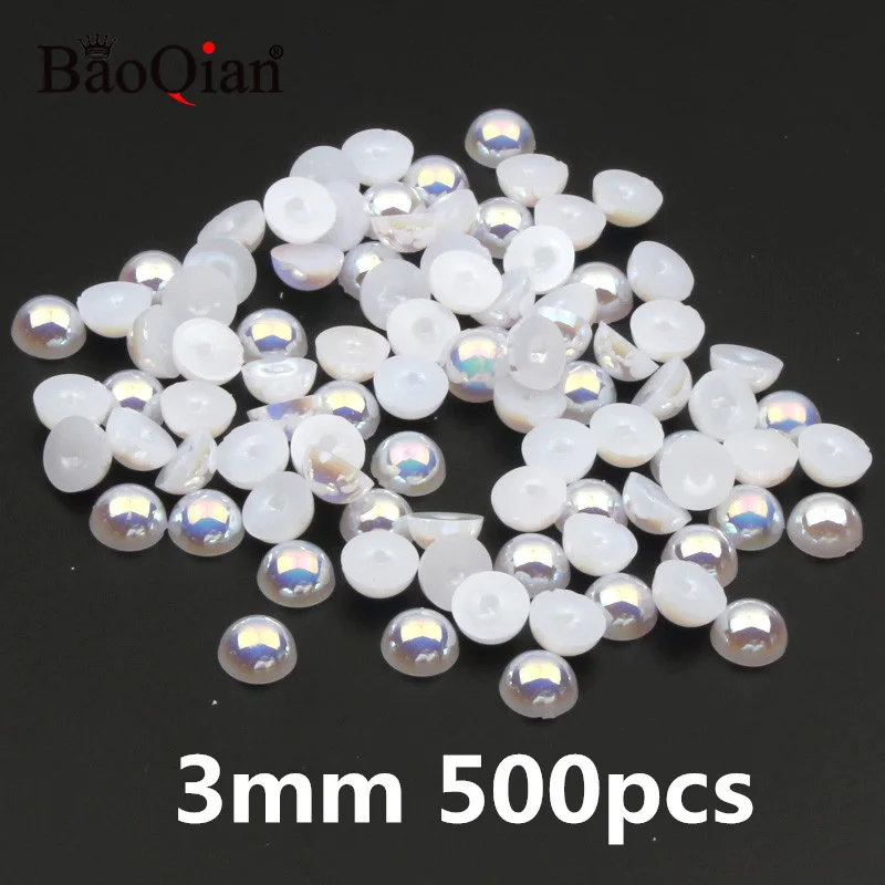 Flat Back White ABS Imitation Pearl Beads Half Round Flatback Pearls Glue  On Stones 2mm-14mm For Nail Art DIY Crafts Decoration