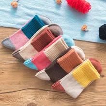 Женские модные носки, теплые Лоскутные Повседневные хлопковые утолщенные Носки средней длины без пятки, Новое поступление,# guahao
