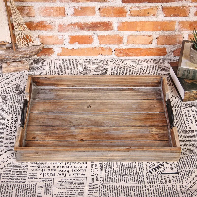 Wood Breakfast Tray Decorative Table Tray Bed Tray Table Tea Tray with