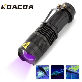 

LED UV Flashlight Ultraviolet Torch With Zoom Function Mini UV Black Light Pet Urine Stains Detector Scorpion Hunting