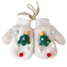 Детские перчатки с рисунком рождественского лося; кашемировые теплые варежки для маленьких мальчиков и девочек; D08C