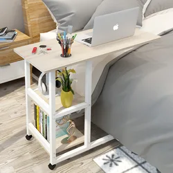 Bureau d'ordinateur en bois et acier, Table d'appoint à roulettes, bureau d'ordinateur amovible et Simple 