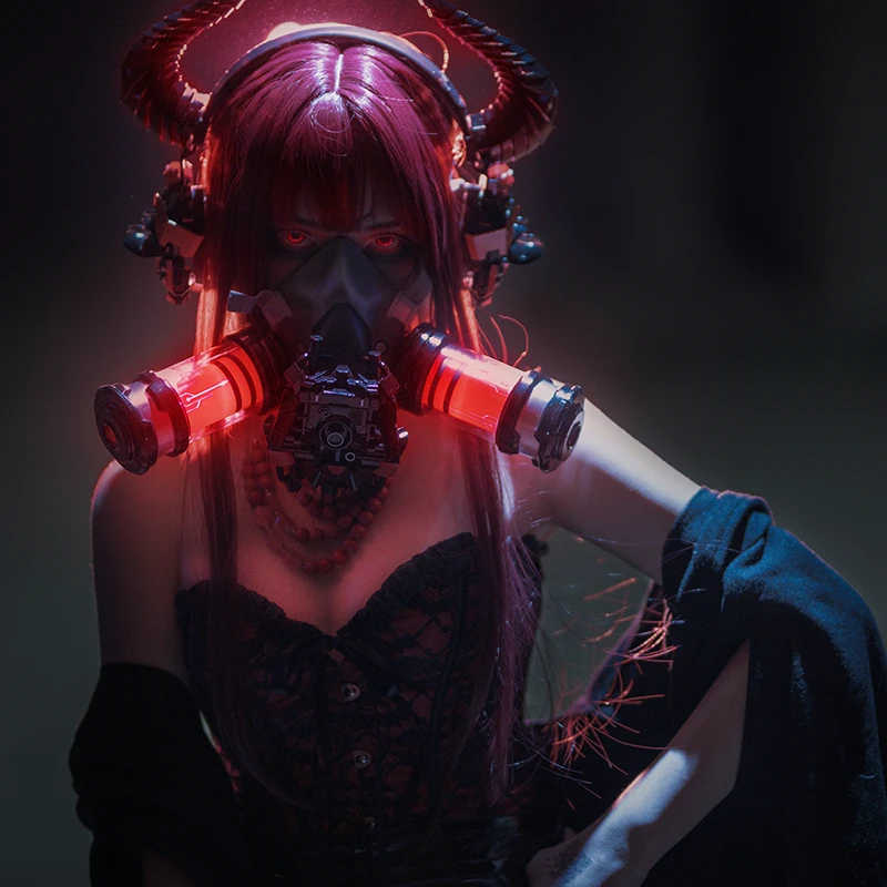 Блестящая Маска для лица в стиле Cyberpunk технологическая функциональная гарнитура