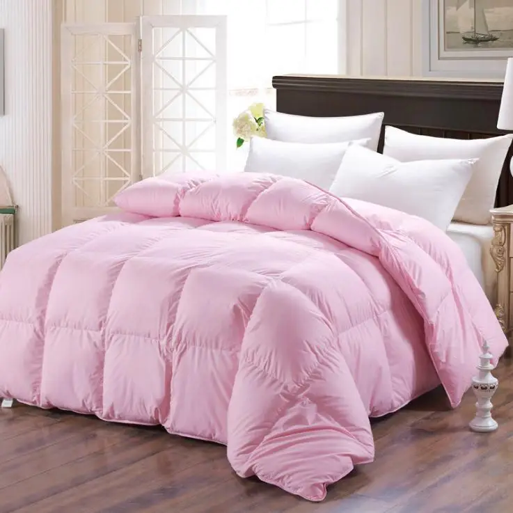 Pink Пушистое, комфортное, гусиное пуховое одеяло, Стёганое одеяло, король, королева, полный размер, одеяло, зимнее, толстое, одеяло, одноцветное - Цвет: Pink