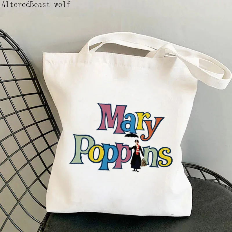 Women Shopper MARY POPPINS PRACTICALLY Kawaii Bag Harajuku Shopping Canvas Shopper Bag girl handbag Tote Shoulder Lady Bag