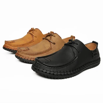 

Fashion Office Men Casual Shoes High Quality Moccasins Genuine Leather Flat Shoes Lace Up Oxford Work Shoes Men Dress Shoes