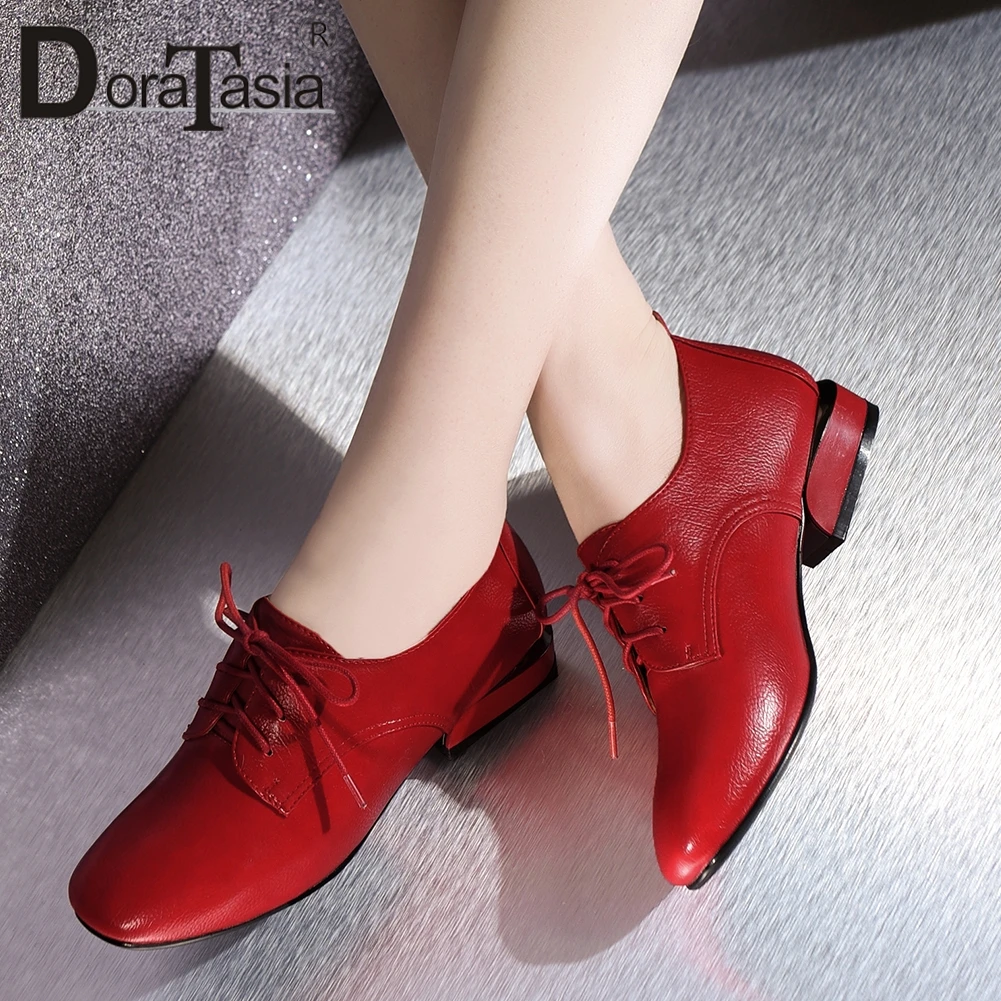 

DORATASIA New Fashion Ladies Pumps Office Casual Comfortable Pumps Women Spring Lace Up Round Toe Low Heel Shoes Woman