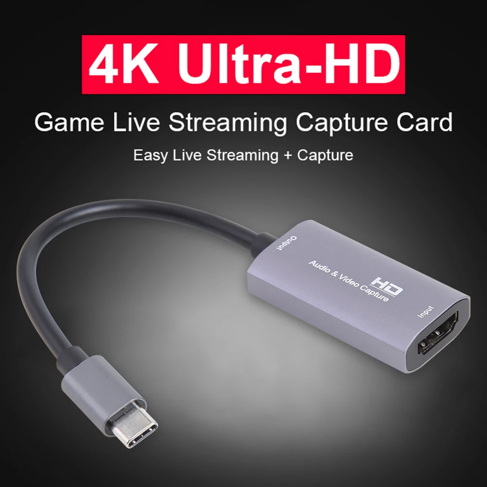 Adaptador Dongle de tarjeta compatible con HDMI, captura de vídeo 4K, USB tipo C, grabador, caja de registro para juegos, cámara, grabación en directo