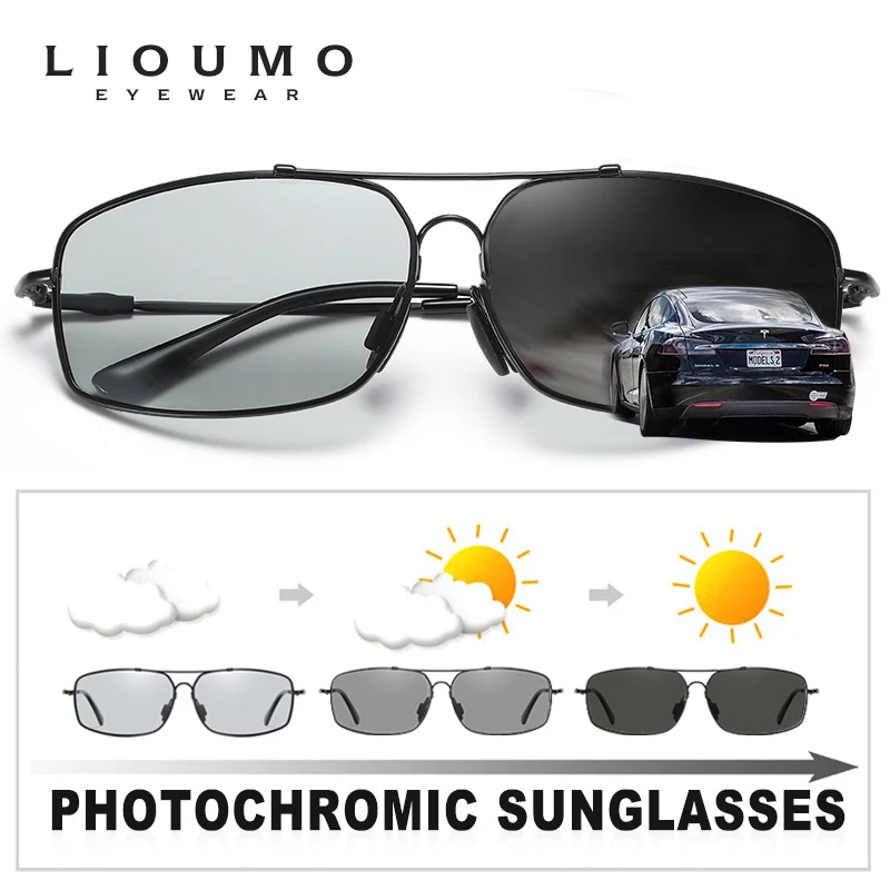 Top Memory Metal Photochromic Sunglasses Men Polarized Women Day