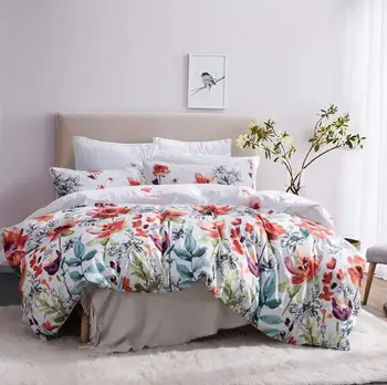 

Floral bedding set Twin double queen king duvet cover sets microfiber bed linen white and black quilt cover set
