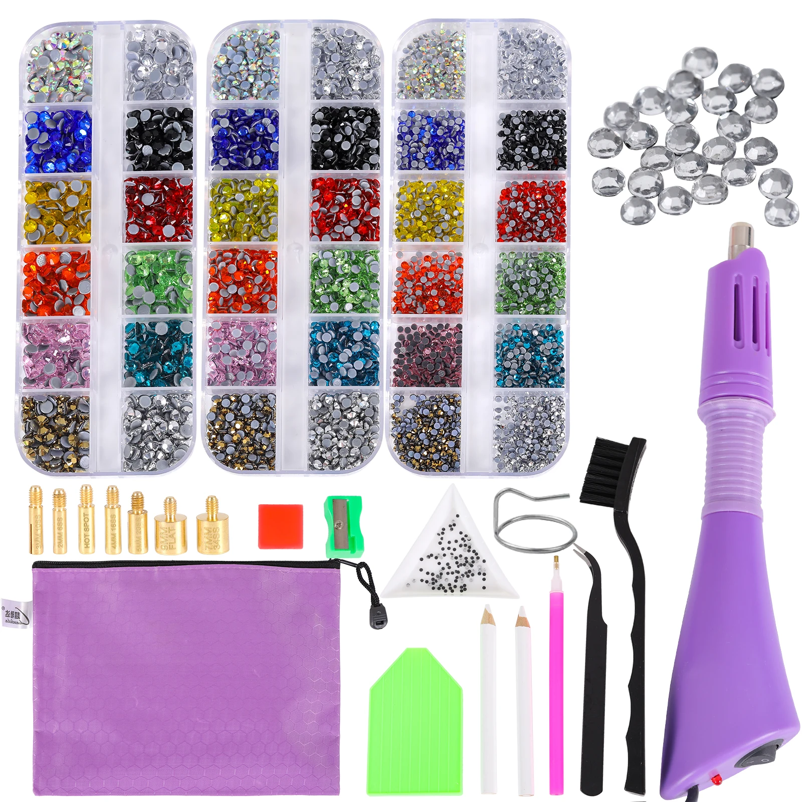 Fast Heated Hotfix Rhinestone Pink Choice Hot Fix Applicator Iron-on Wand Heat-fix Tool Gun 7 Tips Garment Beads Dropshipping 