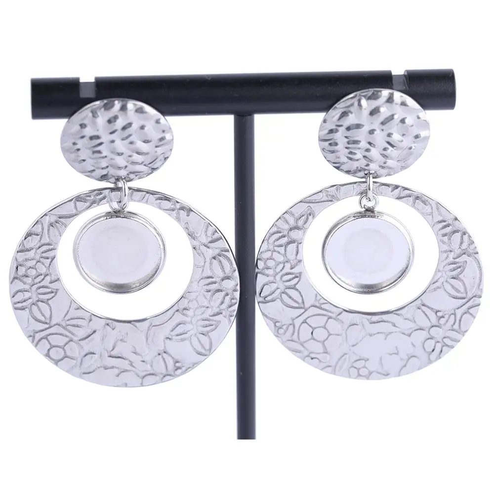 Reidgaller 6 шт. штампованные серьги из нержавеющей стали с круговым шармом 12 мм