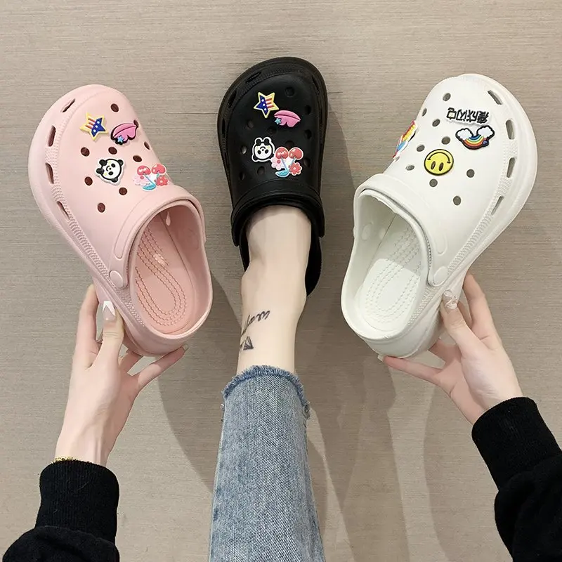 Sandalias de estilo Crocs para mujer, zapatos informales de gelatina, de  malla hueca, para verano, 2021 - AliExpress Calzado