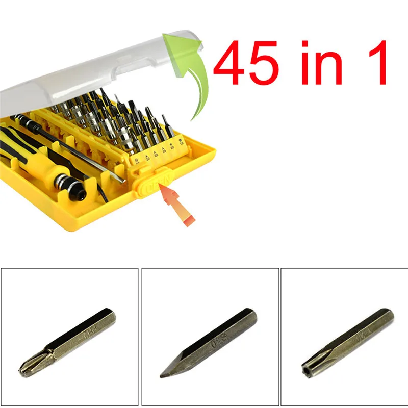 45 в 1 Torx отвертка, точность часы ремонт компьютера телефон демонтаж инструменты отвертка разборная Ремонтный комплект A1