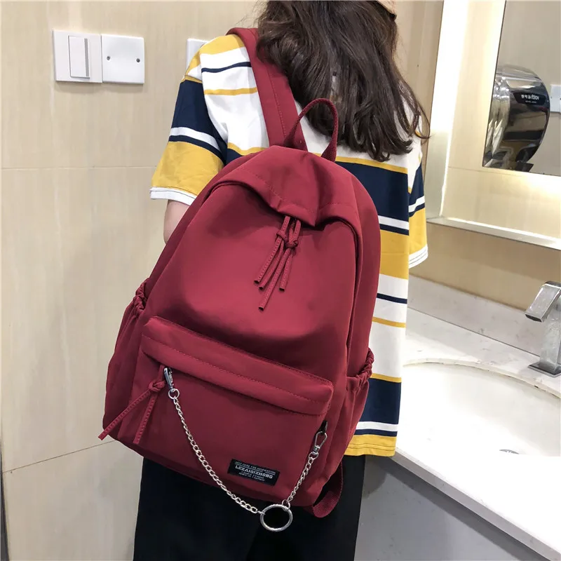 Серые женские рюкзаки, водонепроницаемая нейлоновая женская сумка на плечо с цепочками, большой школьный рюкзак для девочек-подростков, рюкзак для путешествий