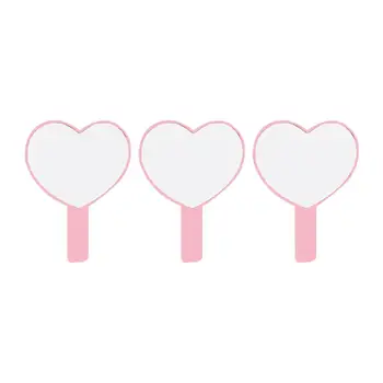 

3Pcs Makeup Mirror Handheld Cosmetic Mirror Heart Shaped Vanity Mirrors Single Side Looking Glass