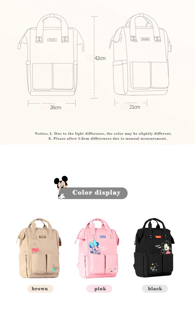 Mommy Bag disney материнский и детский рюкзак пеленки рюкзак детские сумки для мамы многофункциональная бутылка изоляция мумия мешок коричневый