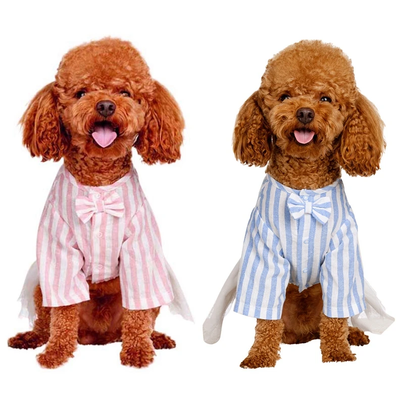 Одежда для домашних животных; платье принцессы; летняя полосатая жилетка для собак; юбка для девочек; хлопковое шифоновое платье; одежда; аксессуары для щенков