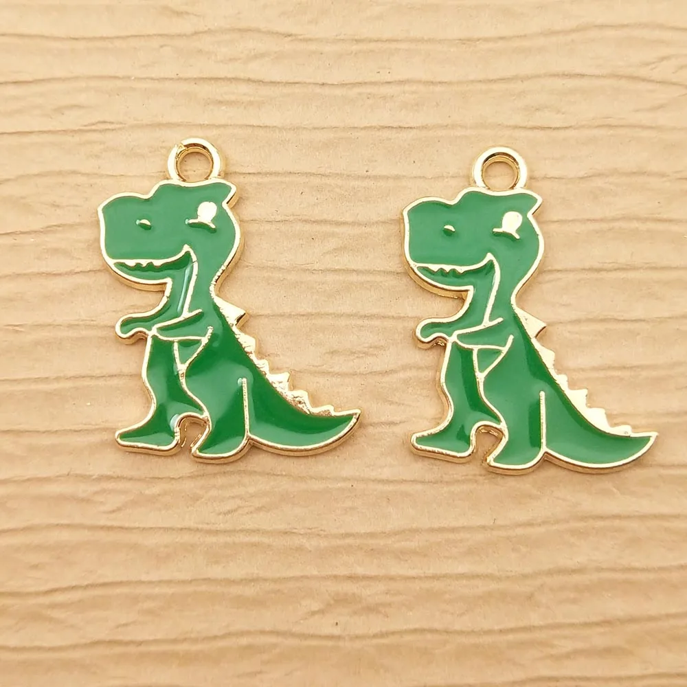 10pcs 19x23mm Enamel Dinosaur Charm For Jewelry Making Fashion Earring