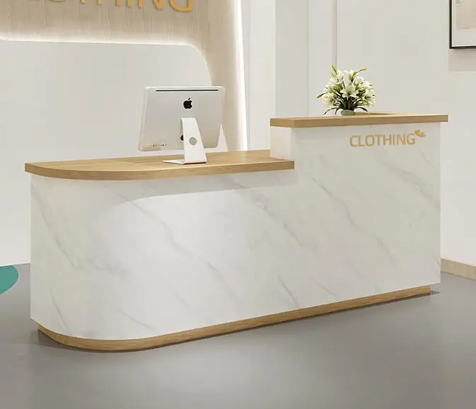 Curved clothing milk tea women's clothing store bar counter cashier beauty salon small reception desk reception counter