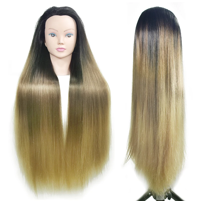 

Training Head with 80cm hair Practice Cosmetology Hair Doll Styling Hairdressing Mannequin Head with desk holder