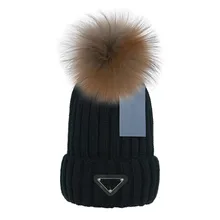 Wholesale Winter Beanies Caps Knitted Hats Women And Men With Raccoon Fur Pompoms Warm Girl Cap Snapback Pompon Beanie