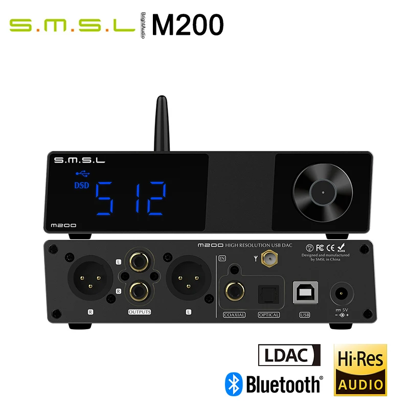 SMSL M200 AKM4497 High Resolution Full Balanced Bluetooth 5.0 USB DAC DSD512 PCM 32bit/768kHz Remote Conteol 1