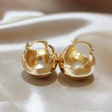 SRCOI Корея Мода Золото Серебро Цвет Половина шар серьги-кольца простая металлическая круглая корзина сумка серьги женские вечерние свадебные подарки