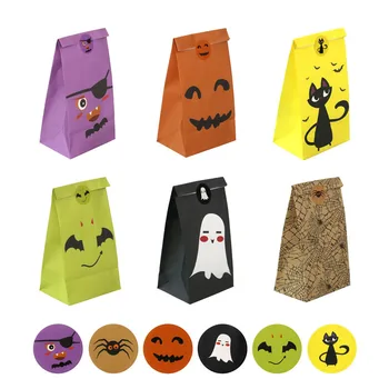 

12/24pcs Halloween theme Cookies Snacks packaging paper bags пакеты для печенья Halloween пакетики для конфет пакеты для печенья