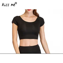 Солидные тонкие прямые Стиль короткий рукав рубашки йоги одежда для тренировок, фитнеса спортивный костюм, дышащий тренировочные спортивные шорты Для женщин