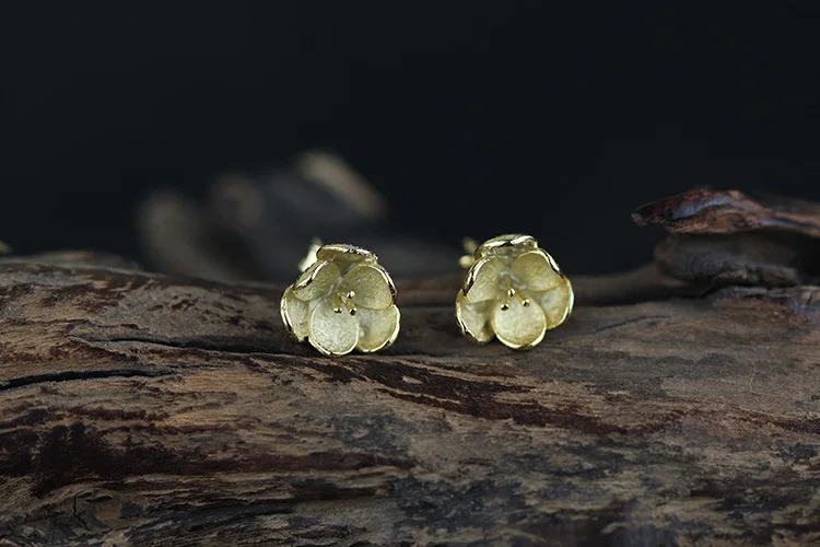 INATURE 925 пробы серебряные винтажные Креативные 3D цветочные серьги-гвоздики для женщин, хорошее ювелирное изделие