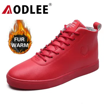 

AODLEE Winter Leather Shoes Men Boots Plush Warm Clunky Snow Boots for Men Sneakers Ankle Boots Men Walking Shoes botas hombre