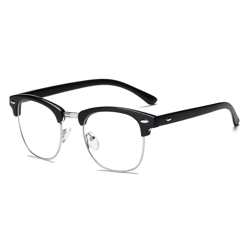 Matte Black Silver Анти-синие оптические компьютерные очки для мужчин и женщин, синий светильник, покрытие, очки для игр, квадратные очки, оправа для женщин - Цвет оправы: Matte Black Silver