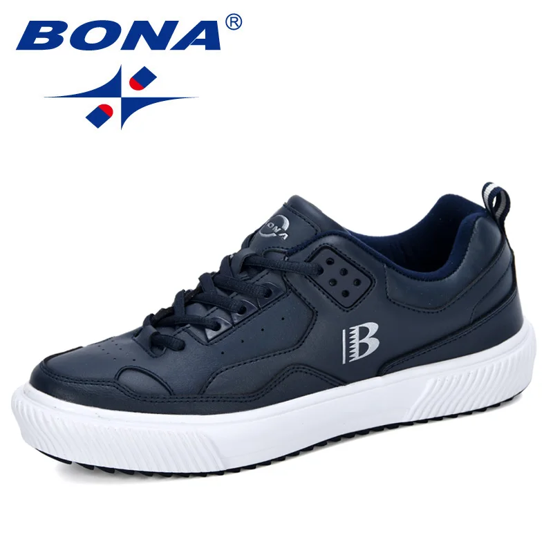 

BONA 2019 New Designers Men Shoes Sneakers Casual Soft Leather Skateboard Shoes Man Lightweight Jogging Training Footwear Male