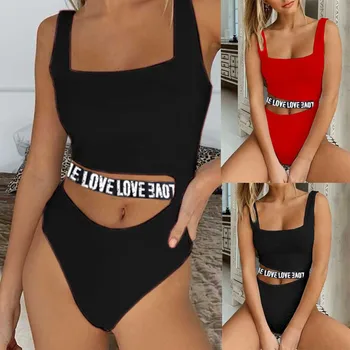 

WOMAIL Women Underwear Leaky Umbilical Suit Lingerie Set 2020 Suit LOVE Women's Pure One-Piece Tank Top Lingerie Underwear Set