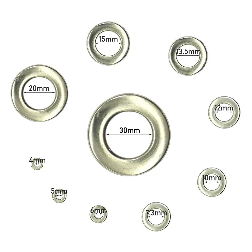 Silver Plane Eyelets Snaps Internal Diameter Press for Eyelets Grommets Metal for Clothes 3|4|5|6|7.3|10|12|13.5|15|20|30mm