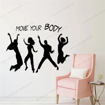 

Wall Vinyl Decal Art Sticker Move Your Body Words Dancing Girls Guys Dancers Team People Party Lettering yw-423