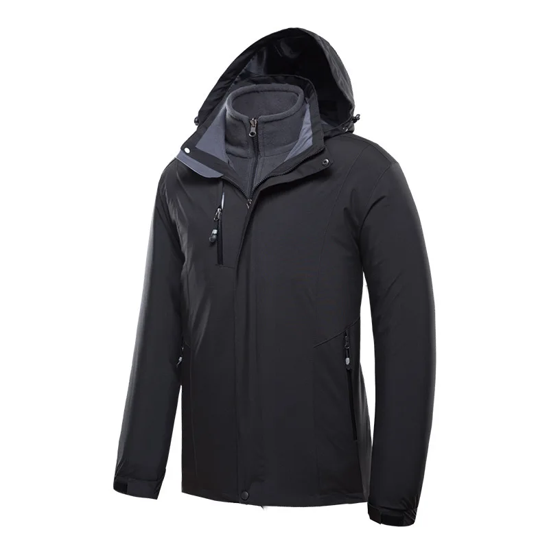 Лыжные куртки для мужчин и женщин, водонепроницаемые, ветрозащитные, Утепленные Пальто, походные, походные, альпинистские, горные, зимние, сноубордические куртки - Цвет: Men  Black
