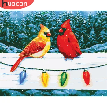 

HUACAN Pictures By Number Animal DIY Painting By Number Bird Drawing On Canvas HandPainted Winter Art Gift Kits Home Decor