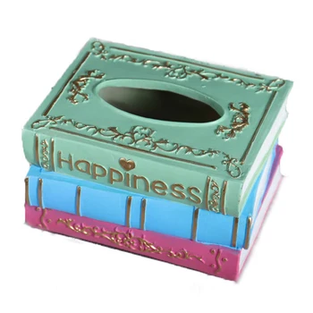 

Book Shape Napkin Dispenser Rectangular Retro Style Resin Tissue Box Living Room Decorative Holder Bedroom Home Paper Cover