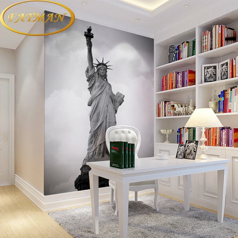 

Dropshipping Custom Photo Wallpaper 3D Stereoscopic American Famous Statue Wallpaper Restaurant Corridor Wallpaper Mural