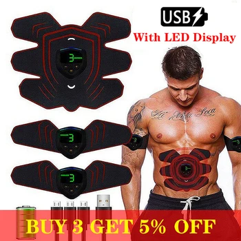 

Rechargeable EMS electro Abdominal Muscle Stimulator Trainer Smart Fitness Weight Loss Stickers Body Slimming Belt Unisex Health